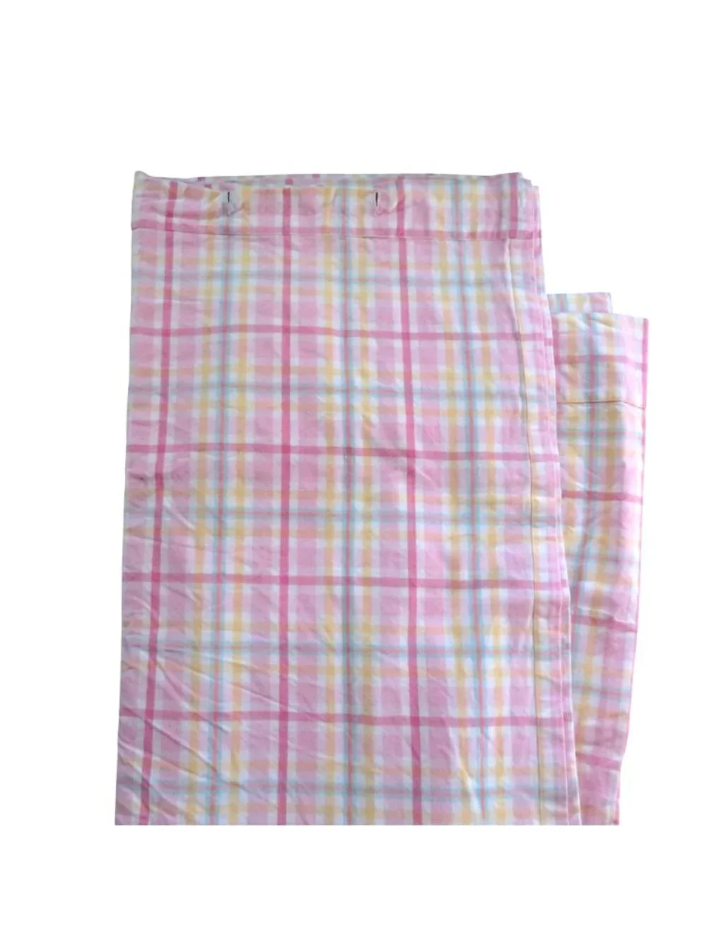 Pottery Barn Kids Pink Tate Plaid Fabric Shower Curtain 70 x 72 Cotton